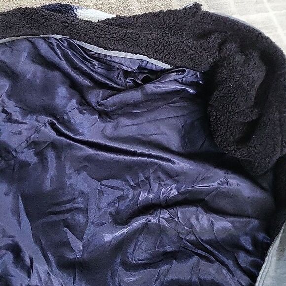 Steve Madden Navy & White Buffalo Plaid Convertible Hooded Teddy Coat Women M - Picture 16 of 16